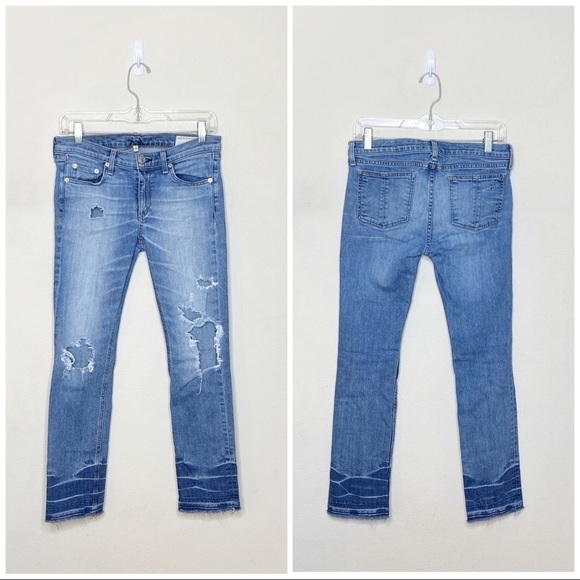 Rag & Bone Crop Skinny Jeans Raw Hem Distressed - Picture 1 of 8